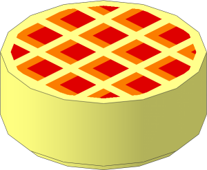 Tile  1 x  1 Round with Medium Nougat and Dark Orange Waffle Pattern