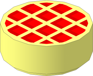 Tile  1 x  1 Round with Nougat and Medium Nougat Waffle Pattern
