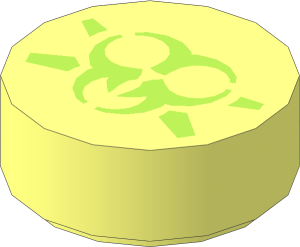 Tile  1 x  1 Round with Lime Ultra Agents Toxic Symbol Pattern
