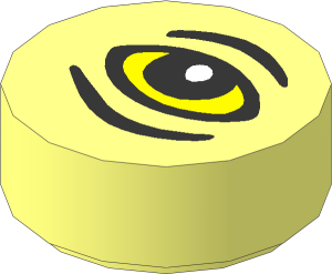 Tile  1 x  1 Round with Yellow Eye with Black Wrinkles and Pupil with White Reflection Pattern