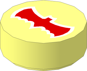 Tile  1 x  1 Round with Red Bat Symbol Pattern