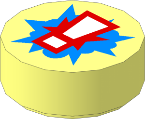 Tile  1 x  1 Round with Red/White Exclamation Mark Pattern