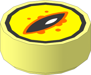 Tile  1 x  1 Round with Black Eye on Yellow Background Pattern
