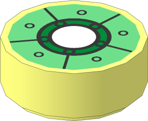Tile  1 x  1 Round with Sand Green Iron Man Chest Reactor Pattern