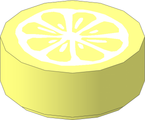 Tile  1 x  1 Round with White Lemon Slice Pattern