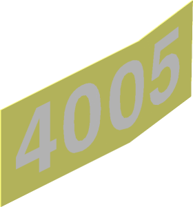 Sticker  1.1 x  2.9 with White "4005" on Transparent Background (Formed for Boat Stern Left Side)