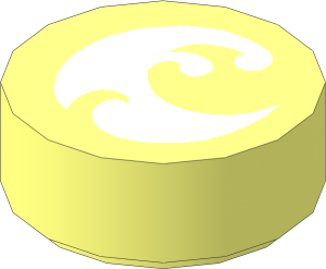 Tile  1 x  1 Round with White Water Element Pattern