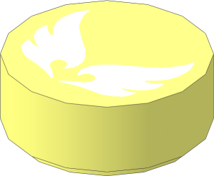 Tile  1 x  1 Round with White Wind Element Pattern