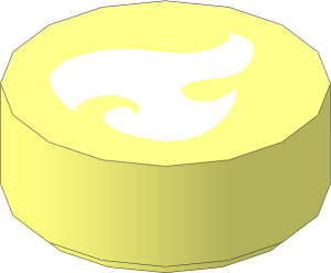 Tile  1 x  1 Round with White Fire Element Pattern