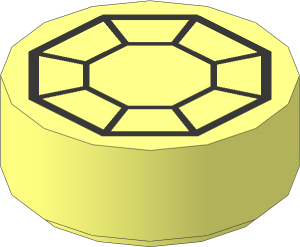 Tile  1 x  1 Round with Octagon (Arkenstone) Pattern