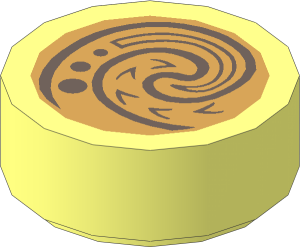 Tile  1 x  1 Round with Swirl / Wave Pattern