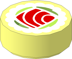Tile  1 x  1 Round with Sushi Tuna Maki Roll Pattern