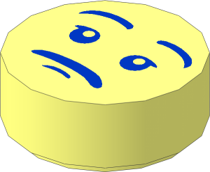 Tile  1 x  1 Round with Blue Sad Face Pattern
