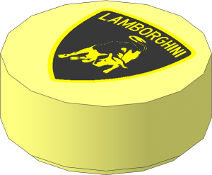 Tile  1 x  1 Round with Lamborghini Logo Pattern