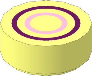 Tile  1 x  1 Round with Groove with Pink Circle Inside Blue Circle Pattern