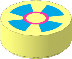 Tile  1 x  1 Round with Groove with Blue Cross and Purple Circle Pattern