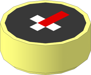 Tile  1 x  1 Round with Pixelated Red and White on Black Background Minecraft Compass Pattern