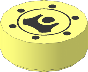 Tile  1 x  1 Round with Metallic Silver Fuel Tank Cap Pattern