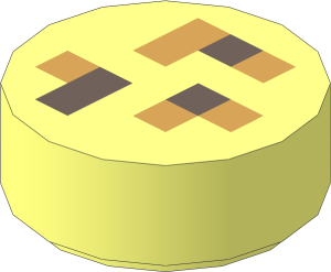 Tile  1 x  1 Round with Dark Brown and Dark Tan Rectangles and Squares Pattern