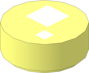 Tile  1 x  1 Round with Two White Squares Pattern