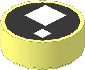 Tile  1 x  1 Round with Two White Squares Within Black Round Pattern