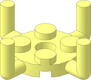 Plate  2 x  2 Round with Hole and 4 Vertical Bars