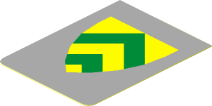 Sticker Minifig Vest with Shield with Green Chevrons on Light Grey Background