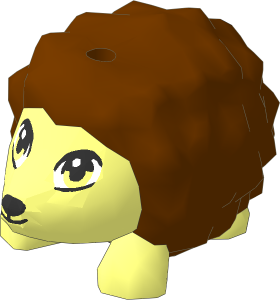 Animal Hedgehog with Black Eyes and Nose and Reddish Brown Spines Pattern