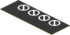 Sticker  1 x  2.8 with Four White Circles with Diagonals on Black Background