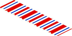Sticker  2.6 x 10 with White/Red/Blue Stripes
