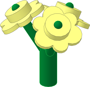 Plant Flower Stem with Bar Green with  3 Flowers