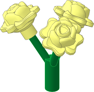 Plant Flower Stem with Bar Green with  3 Roses