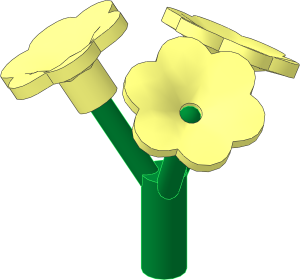 Plant Flower Stem with Bar Green with  3 Flowers with  6 Rounded Petals