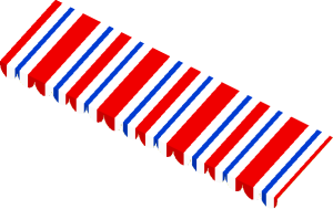 Sticker  2.6 x 10 with White/Red/Blue Stripes (Formed)