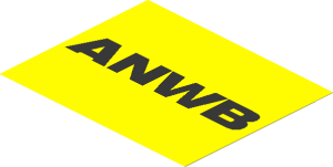 Sticker  2.4 x  3 with Black "ANWB" on Yellow Background