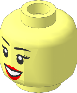 =Minifig Head Peach Lips, Smile, Black Eyebrows Pattern (Hollow Stud)