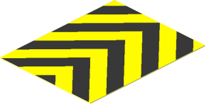 Sticker  1.7 x  1.3 with  3 Yellow/Black Chevrons Upwards