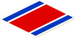 Sticker  1.9 x  1.9 with Red and Blue Stripe