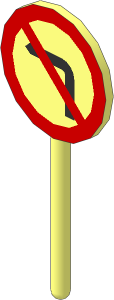 Roadsign Round Small without Base with No Left Turn Pattern
