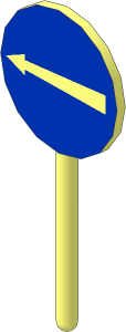Roadsign Round Small without Base with Turn Left Narrow Pattern