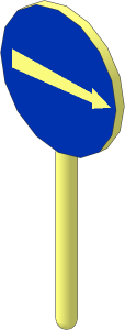 Roadsign Round Small without Base with Turn Right Narrow Pattern