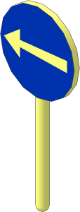 Roadsign Round Small without Base with Turn Left Wide Pattern