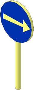 Roadsign Round Small without Base with Turn Right Wide Pattern