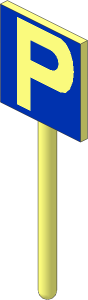 Roadsign Square Small without Base with Parking Pattern