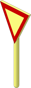 Roadsign Triangular Inverted without Base with Give Way Pattern