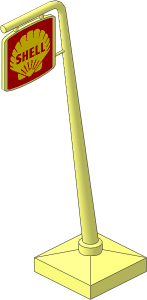 Signpost Slanted Cantilever with Suspended Sign with Shell Logo 1955 Pattern