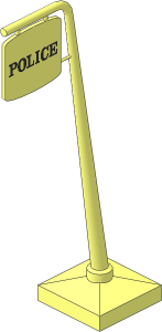 Signpost Slanted Cantilever with Suspended Sign with "POLICE" Pattern