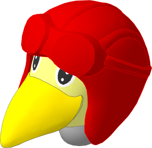 Figure Fabuland Bird Head  1 with Neck and Aviator Helmet Red