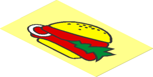 Sticker  2.3 x  3.9 with Hamburger