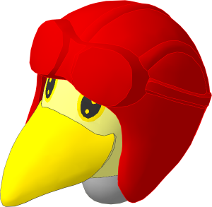 Figure Fabuland Bird Head  2 with Neck and Aviator Helmet Red